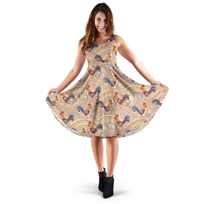 Chicken Boho Style Pattern Sleeveless Dress