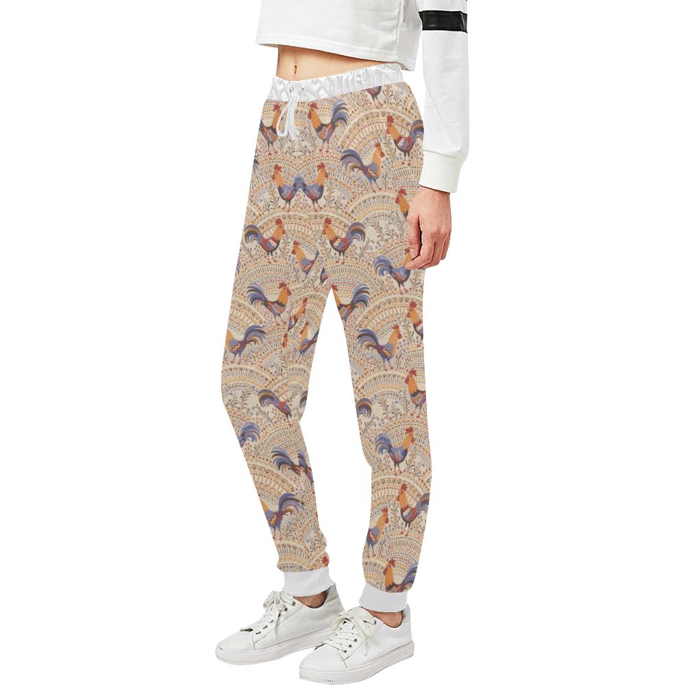 Chicken Boho Style Pattern Unisex Casual Sweatpants (Model L11)-JTAMIGO.COM