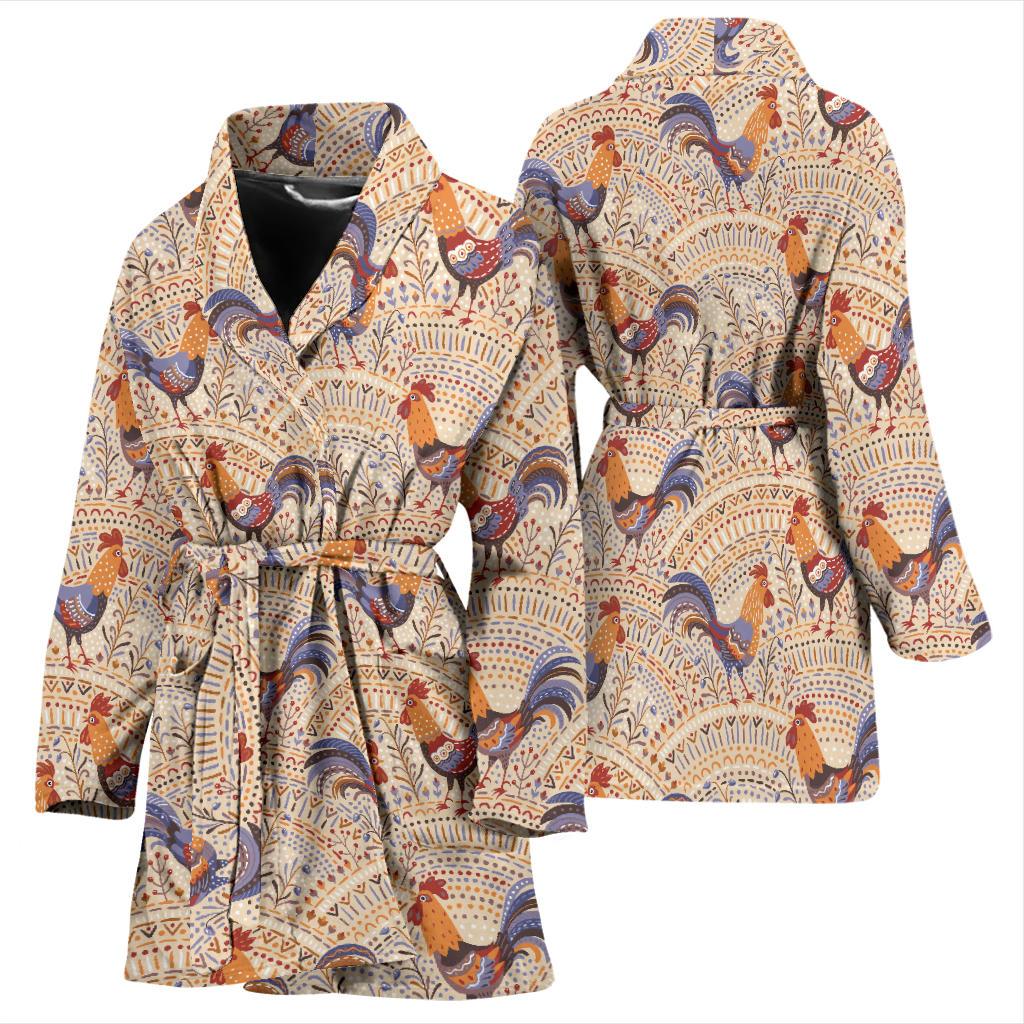 Chicken Boho Style Pattern Women Bath Robe-JTAMIGO.COM