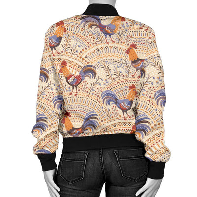 Chicken Boho Style Pattern Women Casual Bomber Jacket