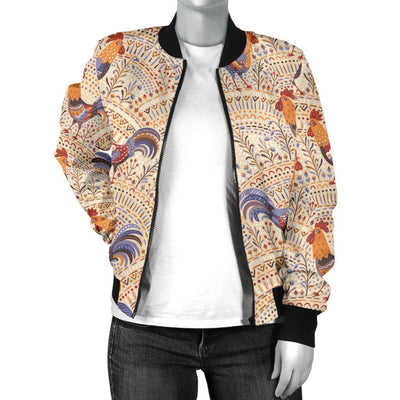 Chicken Boho Style Pattern Women Casual Bomber Jacket