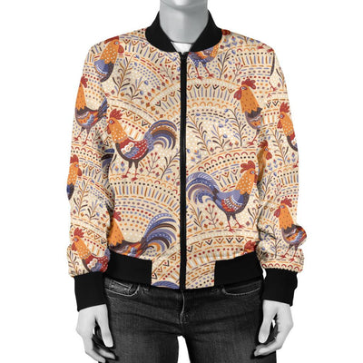 Chicken Boho Style Pattern Women Casual Bomber Jacket