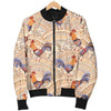Chicken Boho Style Pattern Women Casual Bomber Jacket