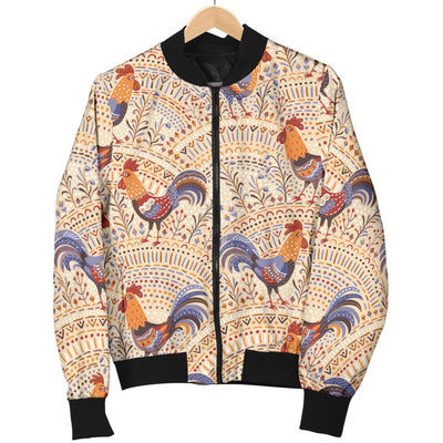 Chicken Boho Style Pattern Women Casual Bomber Jacket