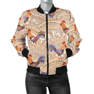 Chicken Boho Style Pattern Women Casual Bomber Jacket