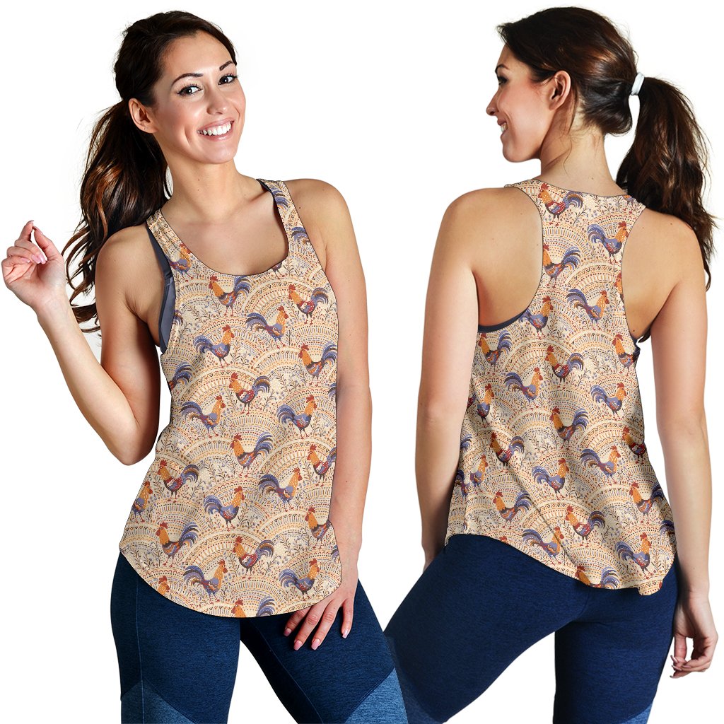 Chicken Boho Style Pattern Women Racerback Tank Top