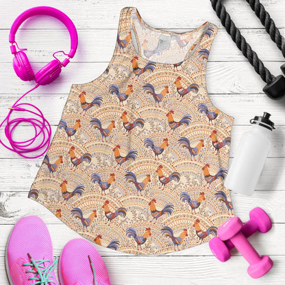 Chicken Boho Style Pattern Women Racerback Tank Top
