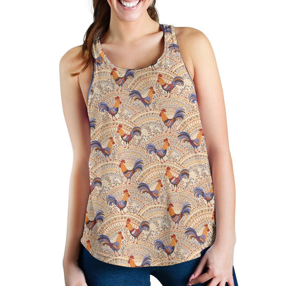 Chicken Boho Style Pattern Women Racerback Tank Top