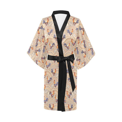 Chicken Boho Style Pattern Women Short Kimono Robe