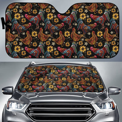 Chicken Embroidery Style Car Sun Shade For Windshield