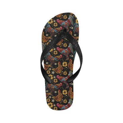 Chicken Embroidery Style Flip Flops-JTAMIGO.COM