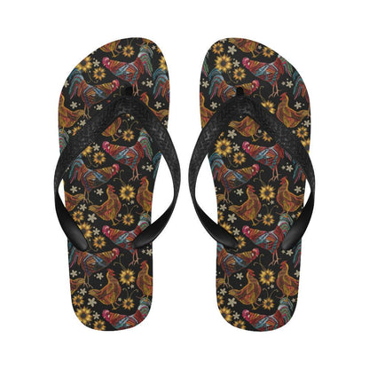 Chicken Embroidery Style Flip Flops-JTAMIGO.COM