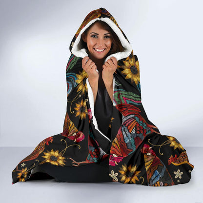 Chicken Embroidery Style Hooded Blanket-JTAMIGO.COM
