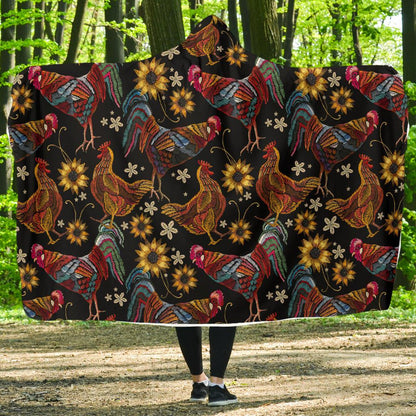 Chicken Embroidery Style Hooded Blanket-JTAMIGO.COM