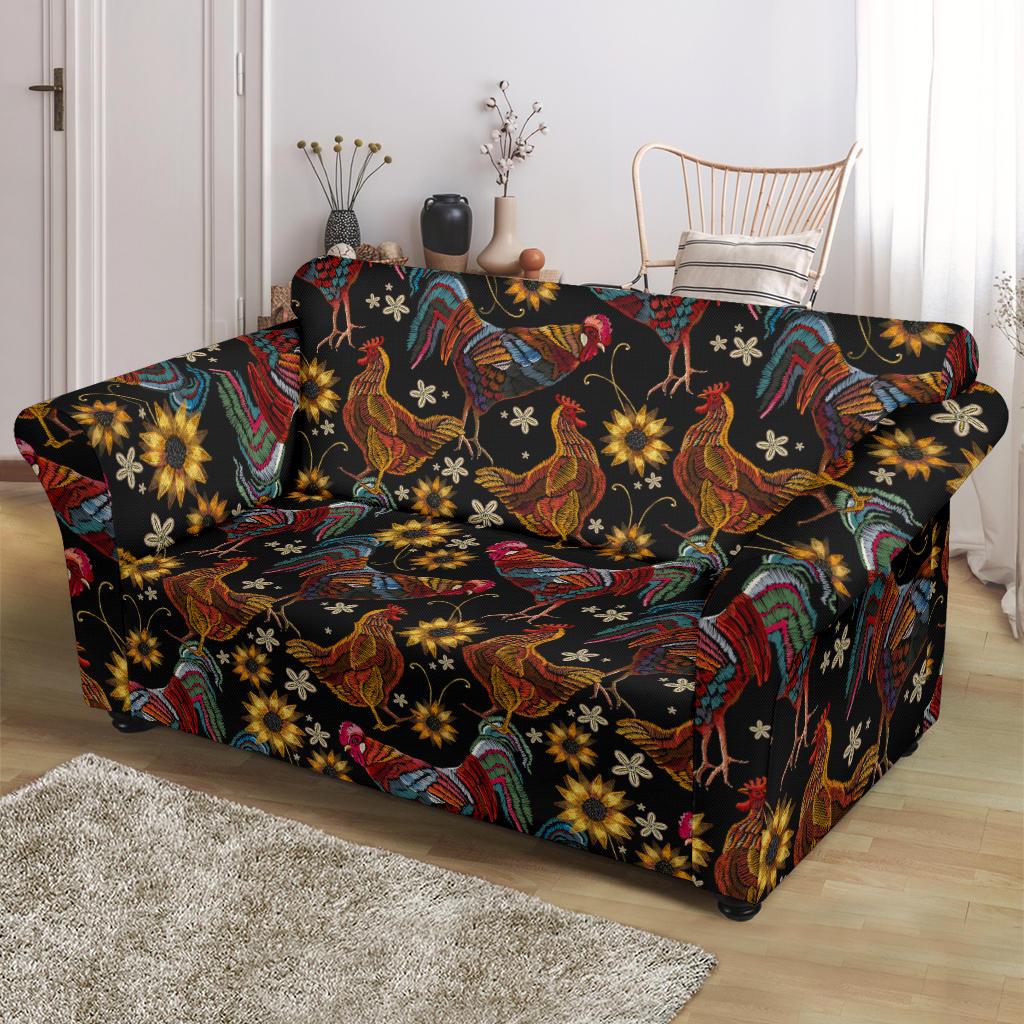 Chicken Embroidery Style Loveseat Slipcover-JTAMIGO.COM