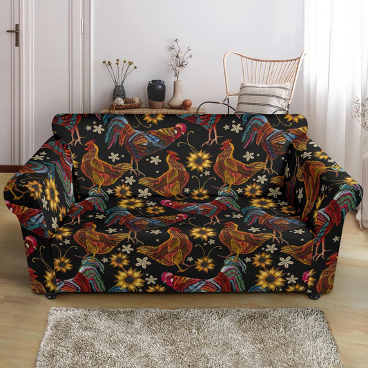 Chicken Embroidery Style Loveseat Slipcover-JTAMIGO.COM