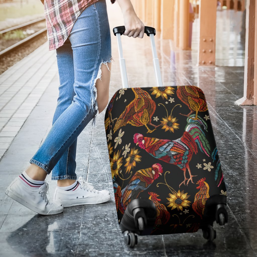 Chicken Embroidery Style Luggage Cover Protector