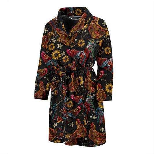 Chicken Embroidery Style Men Bath Robe-JTAMIGO.COM