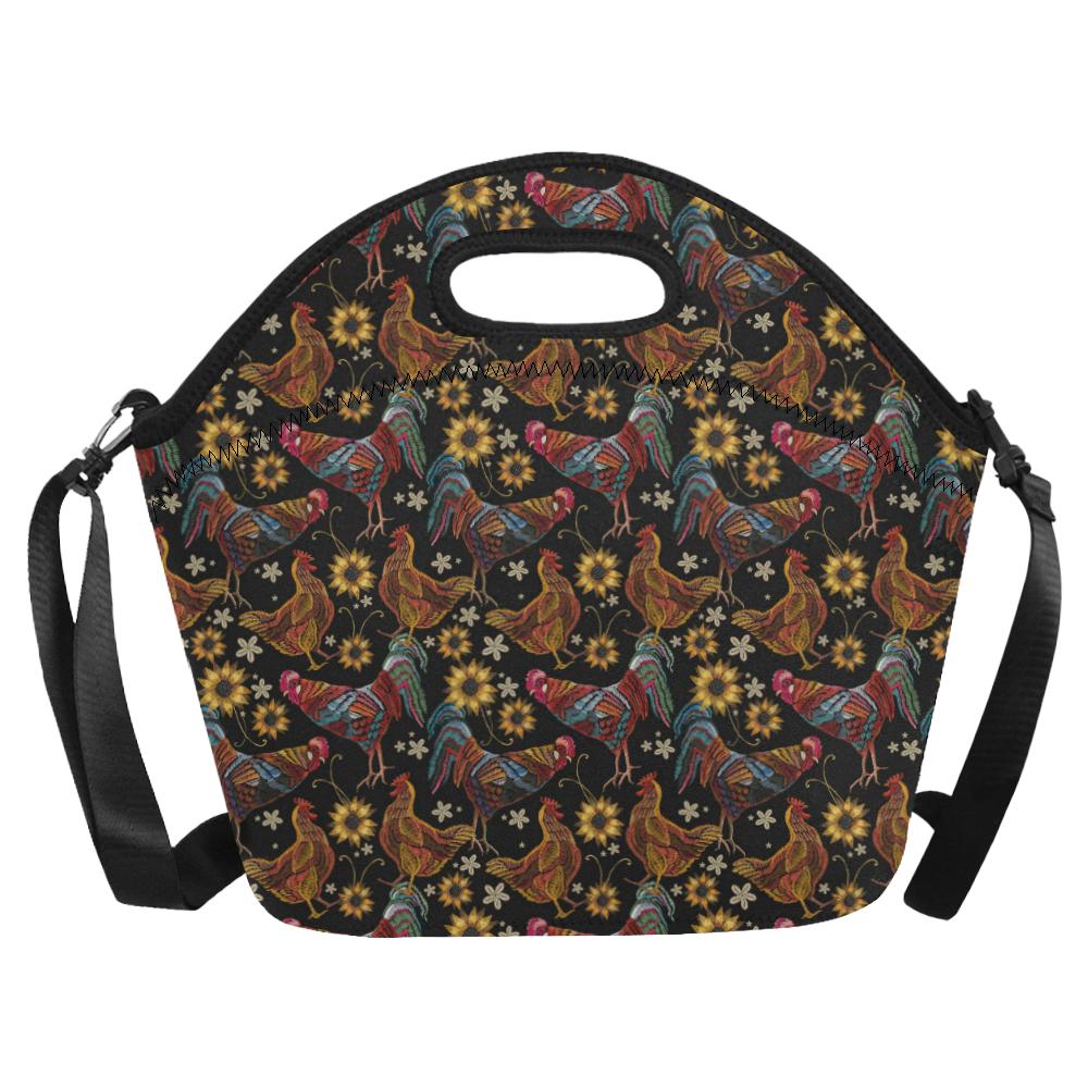 Chicken Embroidery Style Neoprene Lunch Bag (Model 1669)(Large)-JTAMIGO.COM