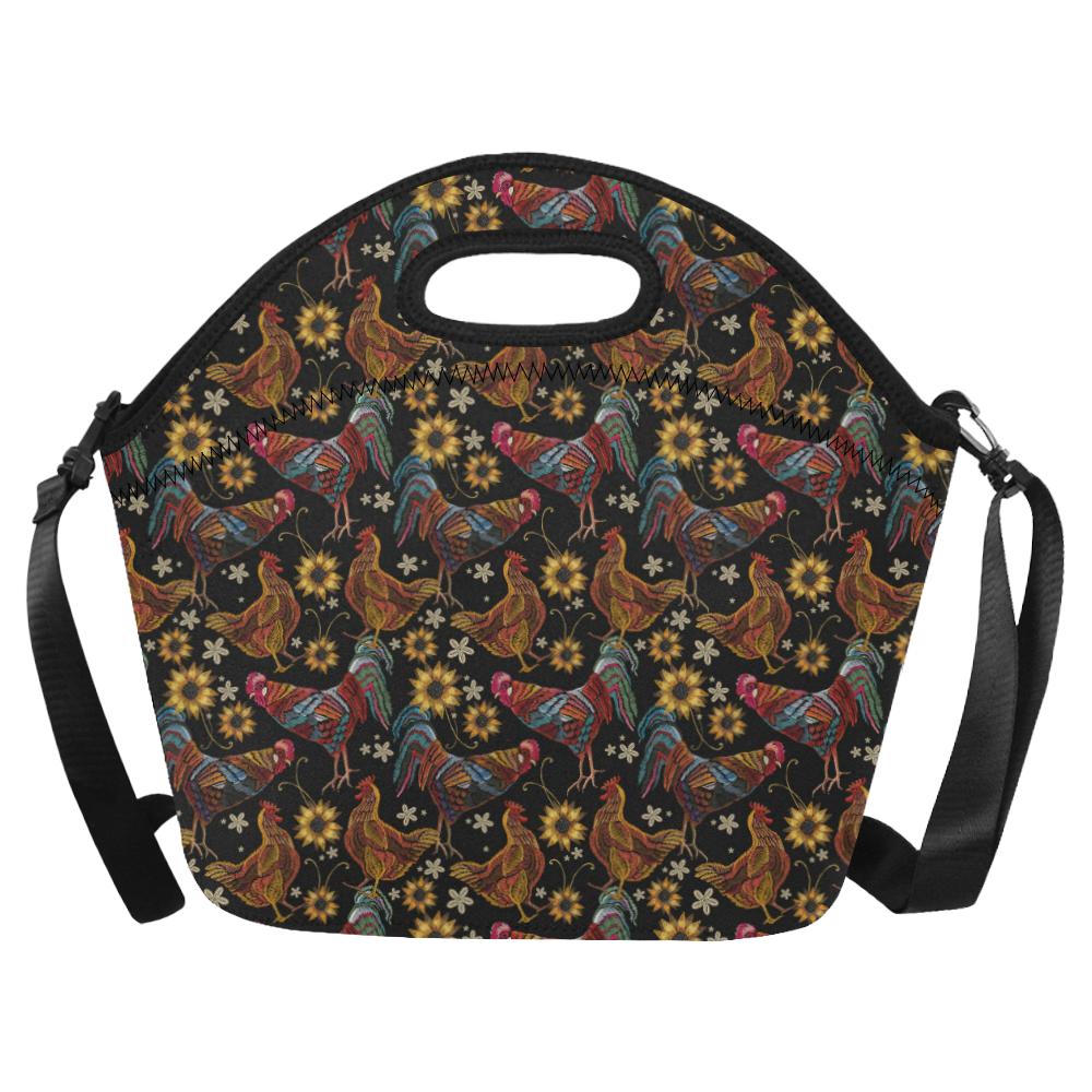 Chicken Embroidery Style Neoprene Lunch Bag (Model 1669)(Large)-JTAMIGO.COM