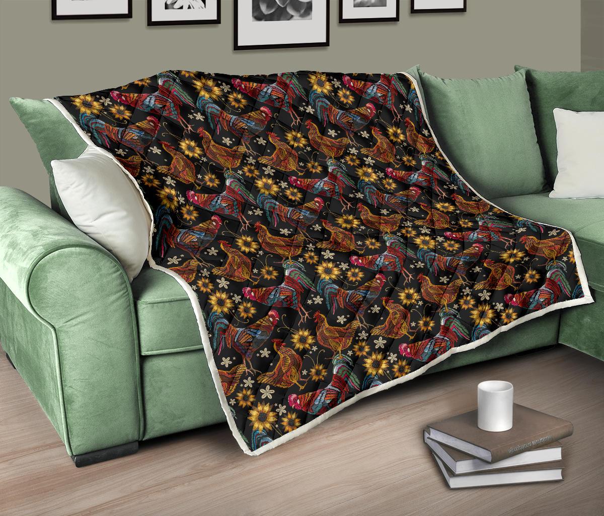 Chicken Embroidery Style Premium Quilt-JTAMIGO.COM