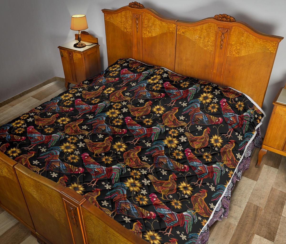 Chicken Embroidery Style Premium Quilt-JTAMIGO.COM
