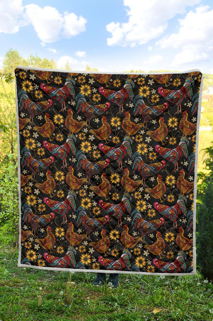 Chicken Embroidery Style Premium Quilt-JTAMIGO.COM