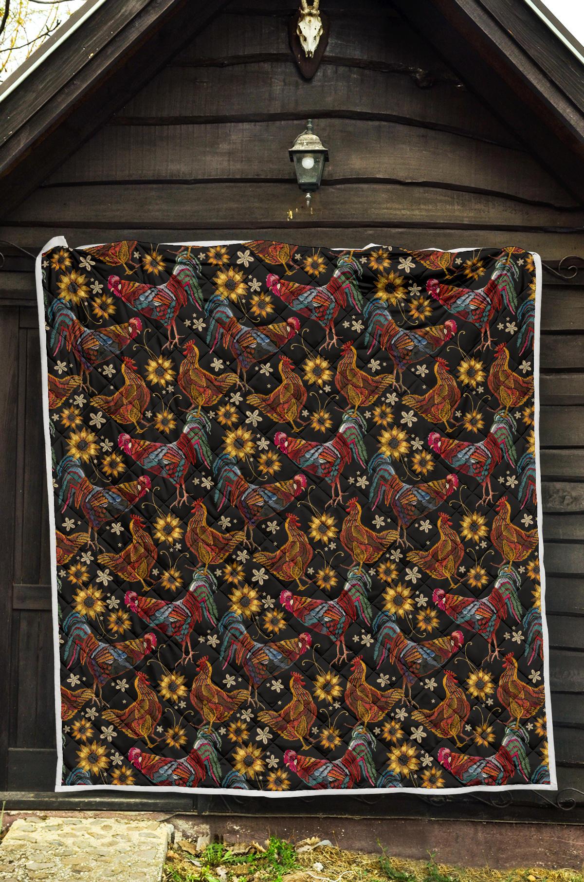 Chicken Embroidery Style Premium Quilt-JTAMIGO.COM