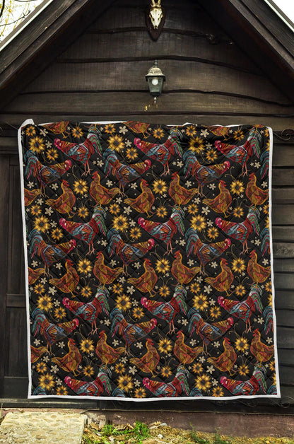 Chicken Embroidery Style Premium Quilt-JTAMIGO.COM