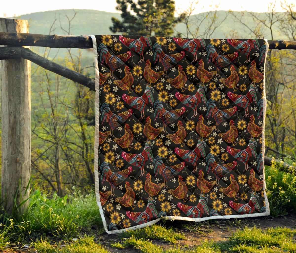 Chicken Embroidery Style Premium Quilt-JTAMIGO.COM