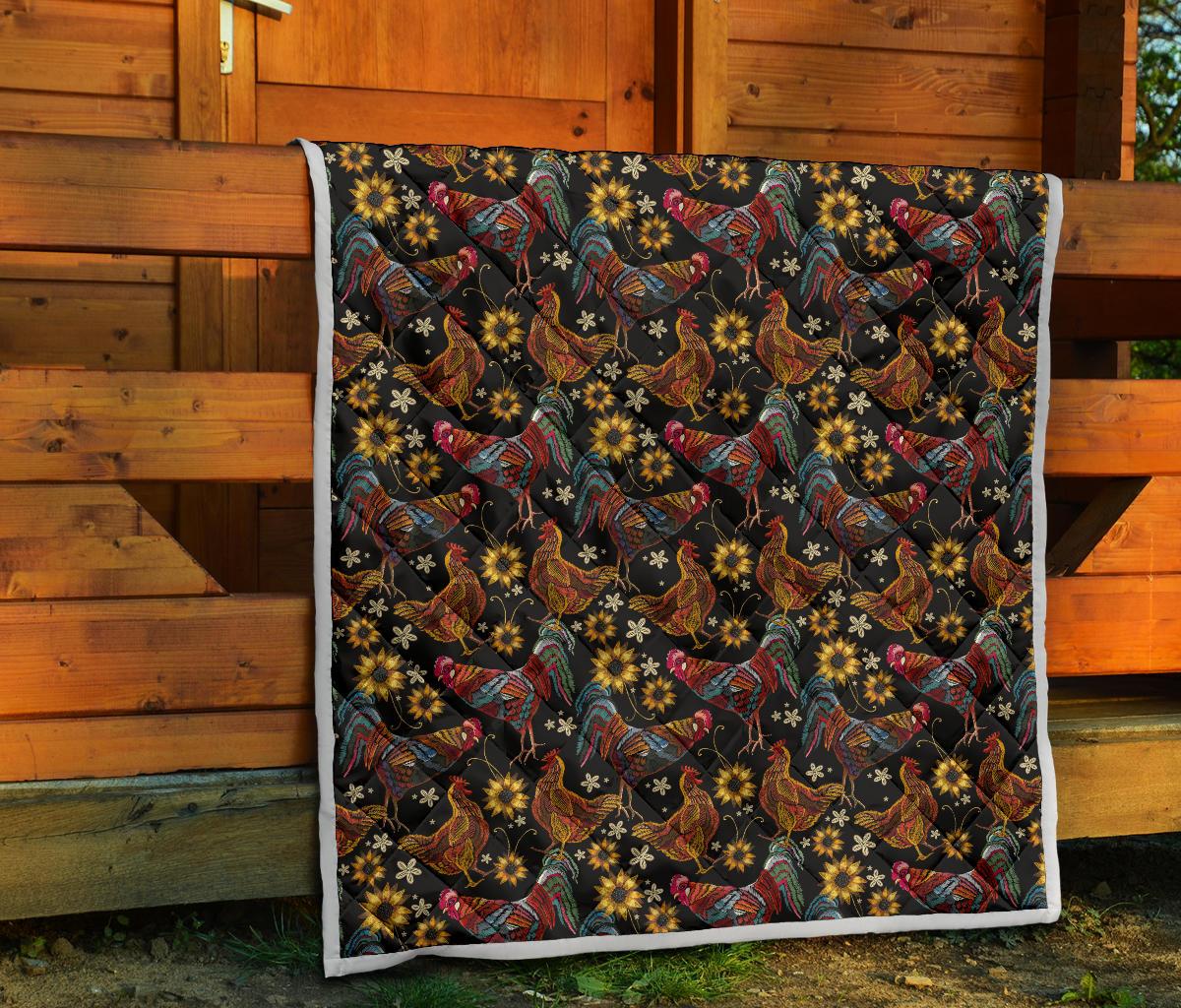 Chicken Embroidery Style Premium Quilt-JTAMIGO.COM