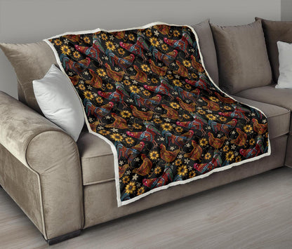 Chicken Embroidery Style Premium Quilt-JTAMIGO.COM