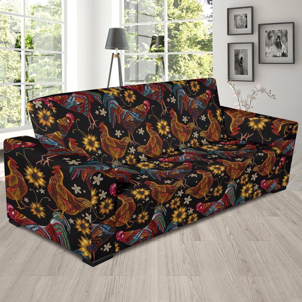 Chicken Embroidery Style Sofa Slipcover-JTAMIGO.COM
