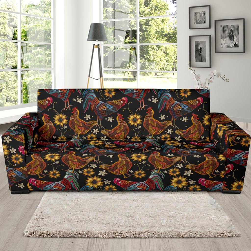 Chicken Embroidery Style Sofa Slipcover-JTAMIGO.COM