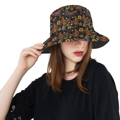 Chicken Embroidery Style Unisex Bucket Hat