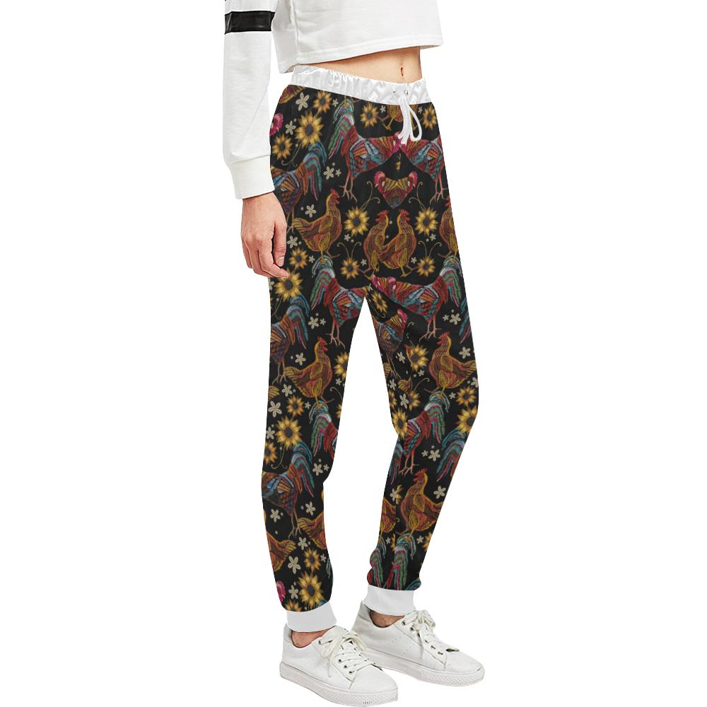 Chicken Embroidery Style Unisex Casual Sweatpants (Model L11)-JTAMIGO.COM