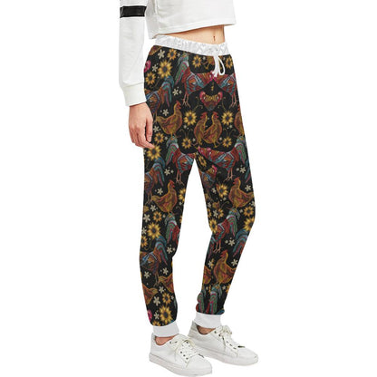 Chicken Embroidery Style Unisex Casual Sweatpants (Model L11)-JTAMIGO.COM