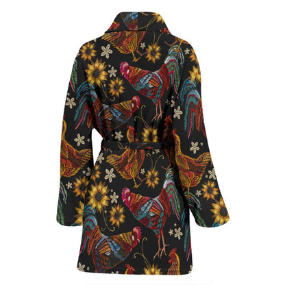 Chicken Embroidery Style Women Bath Robe-JTAMIGO.COM