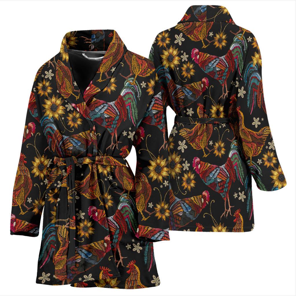 Chicken Embroidery Style Women Bath Robe-JTAMIGO.COM