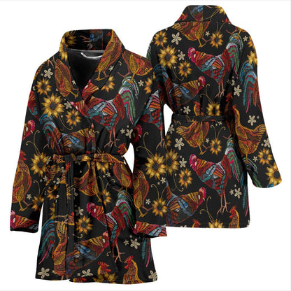 Chicken Embroidery Style Women Bath Robe-JTAMIGO.COM