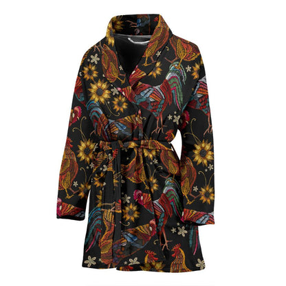 Chicken Embroidery Style Women Bath Robe-JTAMIGO.COM