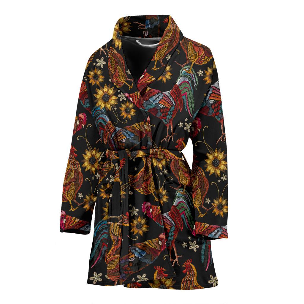 Chicken Embroidery Style Women Bathrobe - JTAMIGO