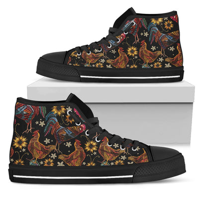 Chicken Embroidery Style Women High Top Shoes