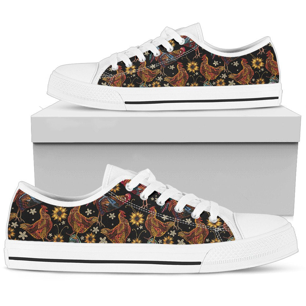Chicken Embroidery Style Women Low Top Shoes
