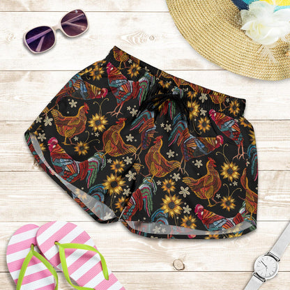 Chicken Embroidery Style Women Shorts-JTAMIGO.COM