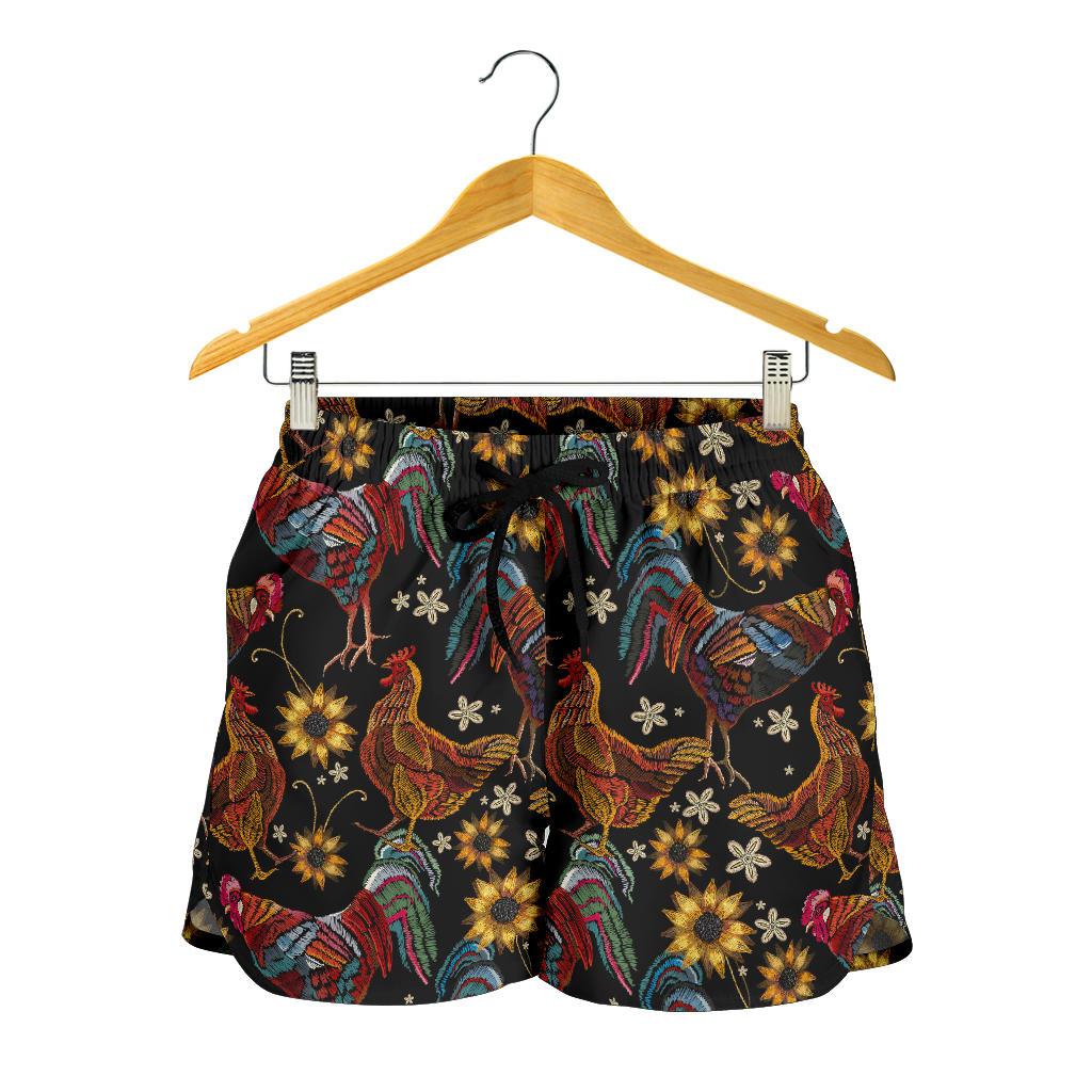 Chicken Embroidery Style Women Shorts-JTAMIGO.COM