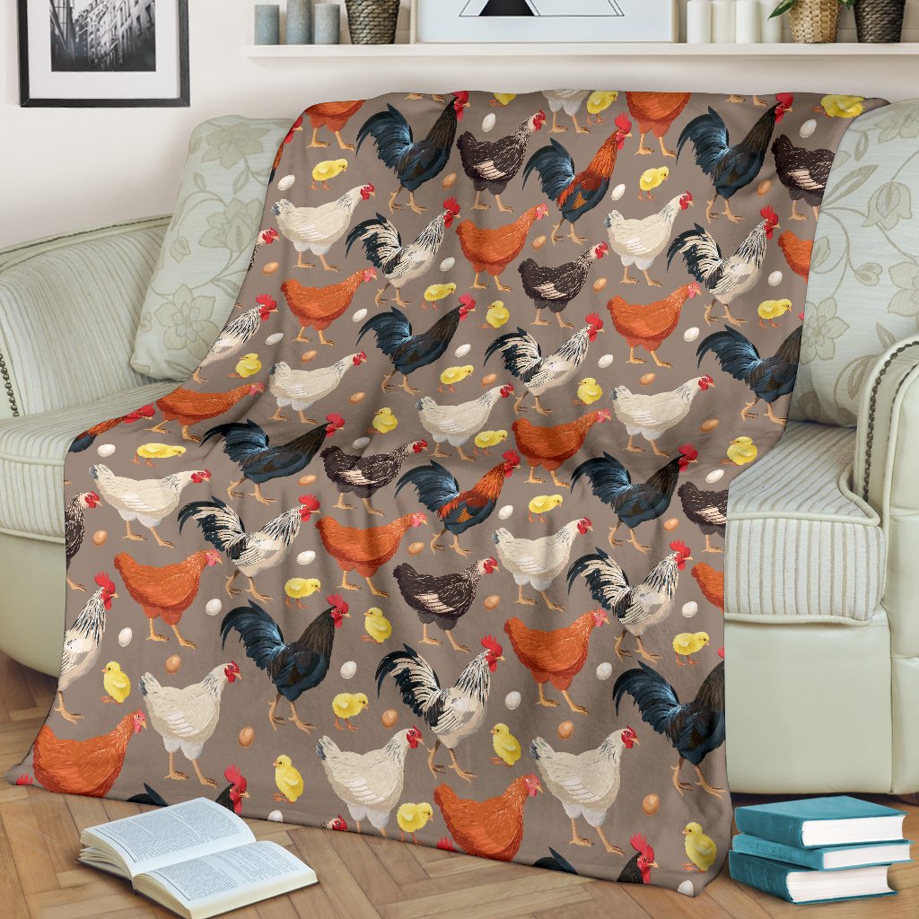 Chicken Evolution Pattern Fleece Blanket