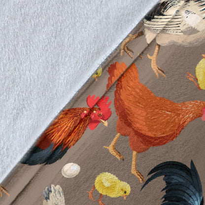 Chicken Evolution Pattern Fleece Blanket