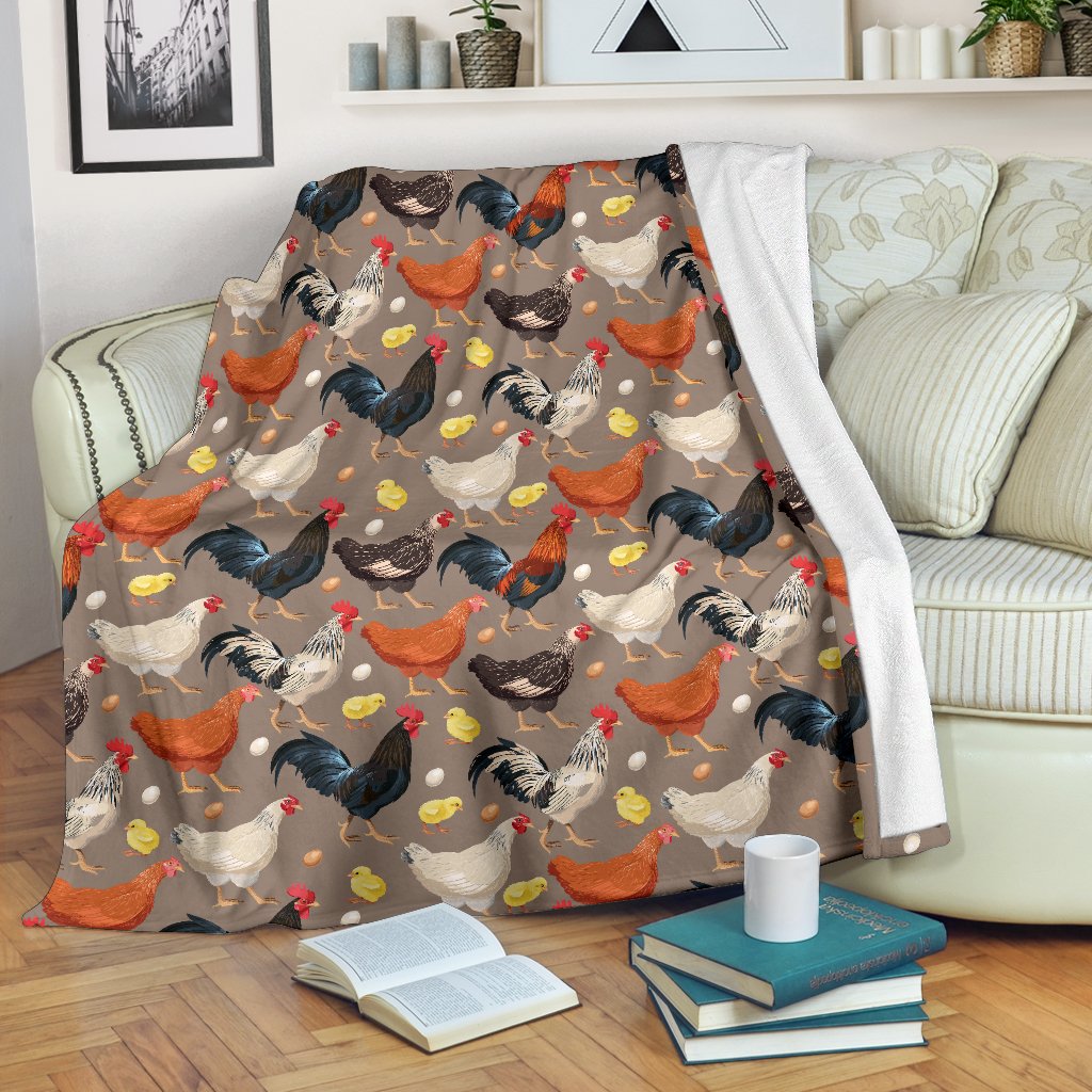 Chicken Evolution Pattern Fleece Blanket