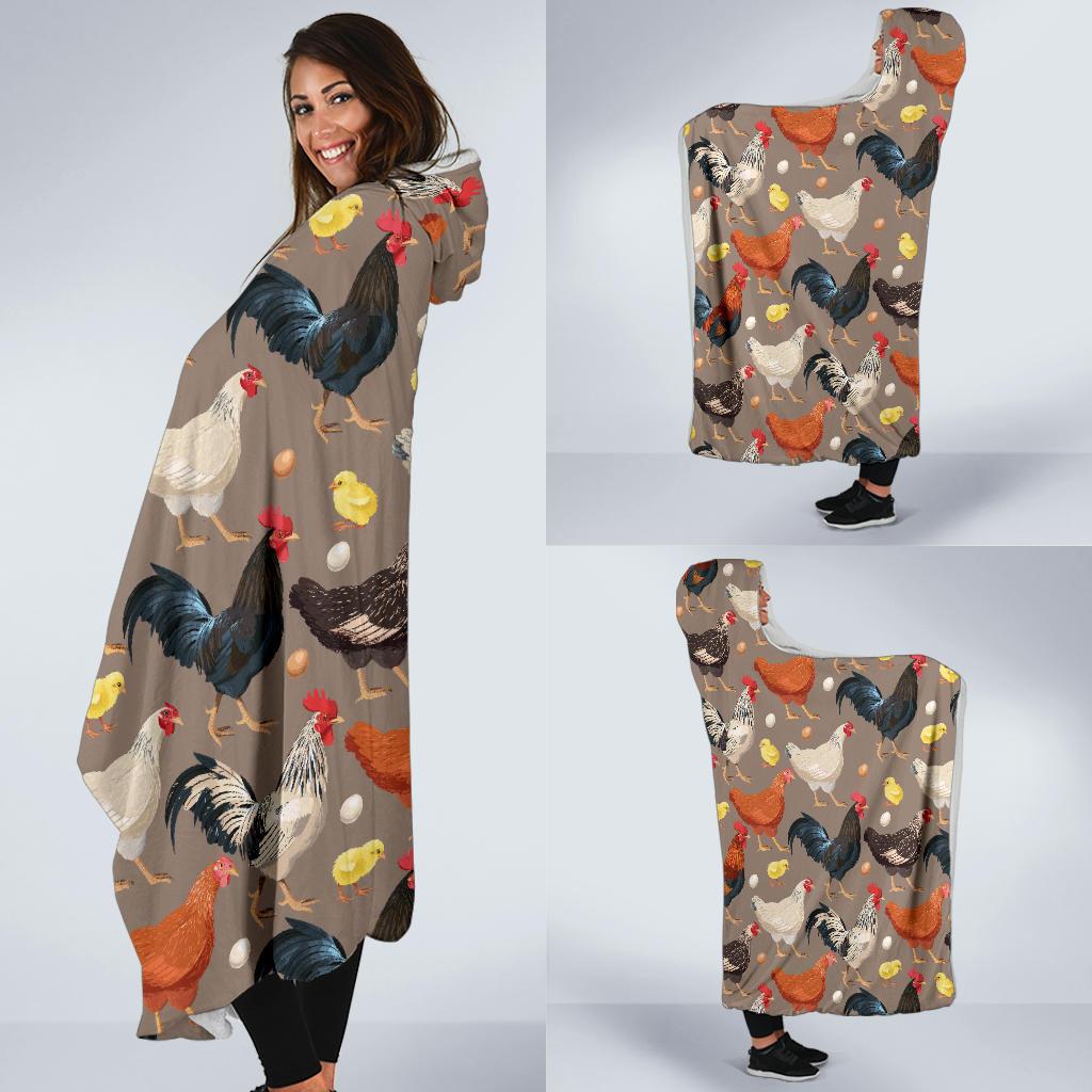 Chicken Evolution Pattern Hooded Blanket-JTAMIGO.COM